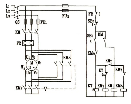 星三角降压启动原理图 星三角降压启动接线图2.png